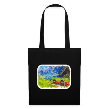 Norvège croquis aquarelle illustration dessinée à la main - Sac en tissu - noir - Devant