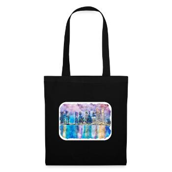 Singapore Watercolor Sketch Hand Drawn Painting - Tote Bag - black - Front