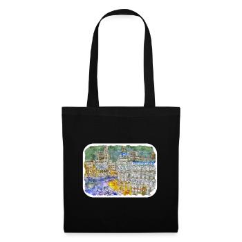 Madrid Espagne Aquarelle Esquisse Peinture Dessin - Sac en tissu - noir - Devant