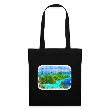 Indonésie Aquarelle Esquisse Dessinée à la Main Peinture - Sac en tissu - noir - Devant