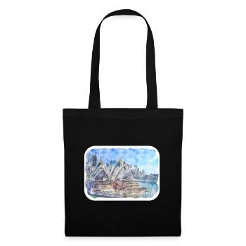 Sydney Australie Aquarelle Esquisse Dessinée Illustrat - Sac en tissu - noir - Devant