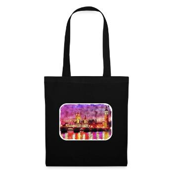 Londres UK Aquarelle Esquisse Dessinée à la Main Peinture - Sac en tissu - noir - Devant