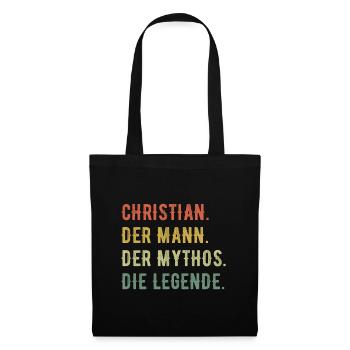 Christian Vorname Der Mann Der Mythos Die Legende - Stoffbeutel - Schwarz - Vorne