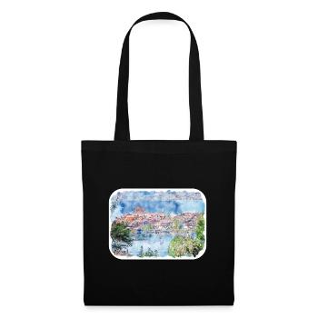 Autriche Aquarelle Esquisse Dessinée à la main Illustration - Sac en tissu - noir - Devant