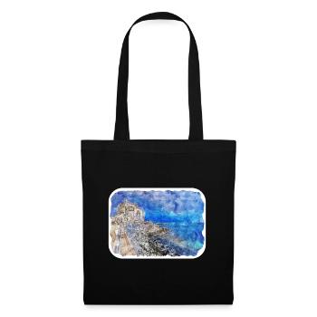 Roumanie Landmark Aquarelle Esquisse Dessin de peinture - Sac en tissu - noir - Devant