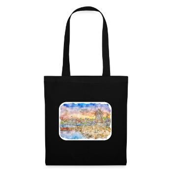 Bulgaria Landmark Aquarelle Sketch Illustration - Sac en tissu - noir - Devant
