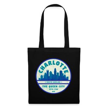 Charlotte Skyline Queen City - Stoffbeutel - Schwarz - Vorne