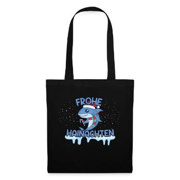 Frohe Weihnachten Hai Geschenk Desgin - Stoffbeutel - Schwarz - Vorne