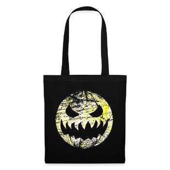 Halloween Fratze Monster als Mond - Stoffbeutel - Schwarz - Vorne