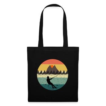 Barfuß Skifahren Wassersport Vintage Retro - Stoffbeutel - Schwarz - Vorne