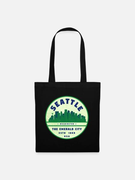 Emerald City Seattle Vintage Badge - Stoffbeutel - Schwarz