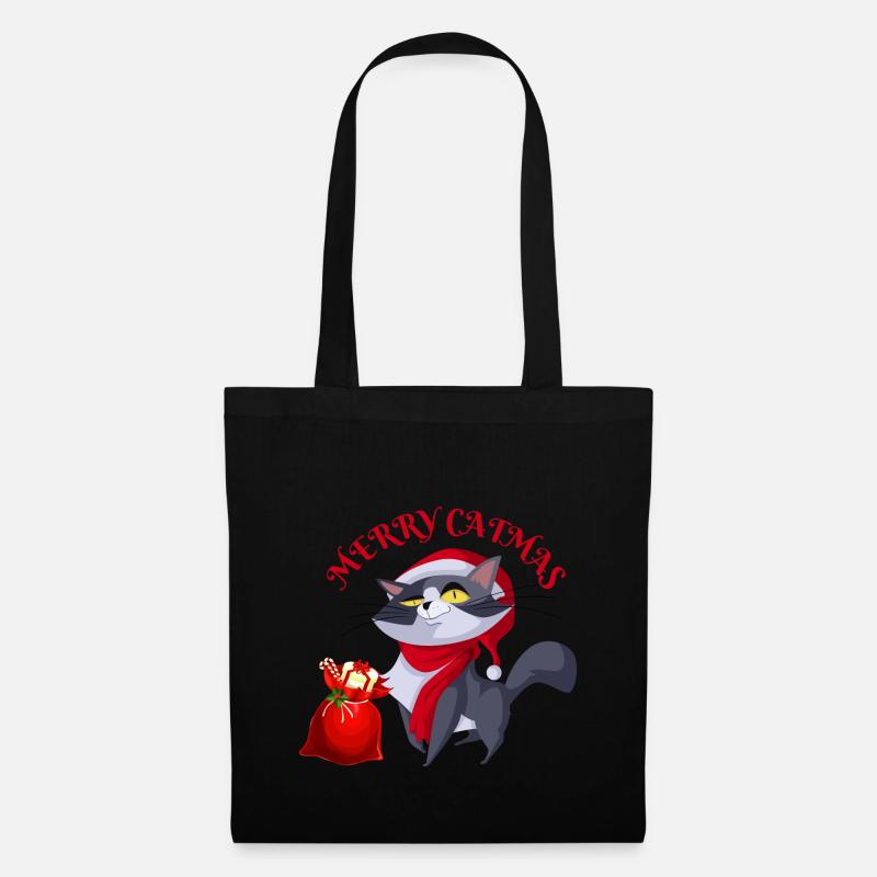 Chat de Noël - Sac en tissu - noir