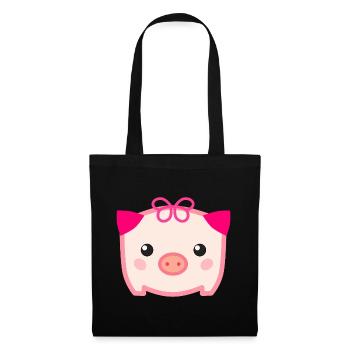 Kawaii Cute Pig - Tote Bag - black - Front