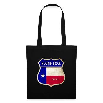 Round Rock Texas Crest Flag Design - Tote Bag - black - Front