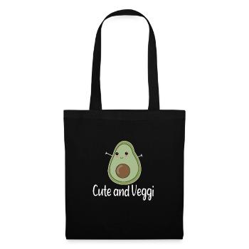 Avocat mignon et végétarien - Sac en tissu - noir - Devant