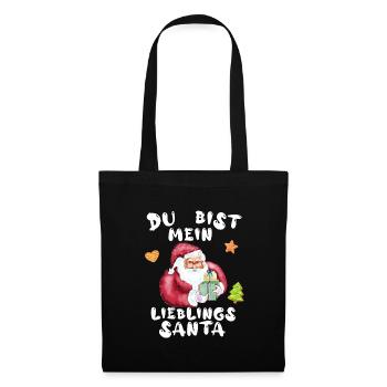 Du bist mein Lieblings Santa - Stoffbeutel - Schwarz - Vorne