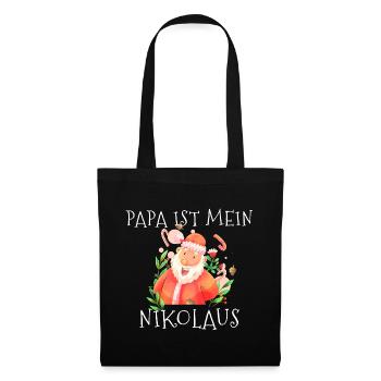 Papa ist mein Nikolaus Weihnachten - Stoffbeutel - Schwarz - Vorne