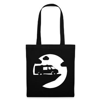 Camper van silhouette in front of moon - Tote Bag - black - Front