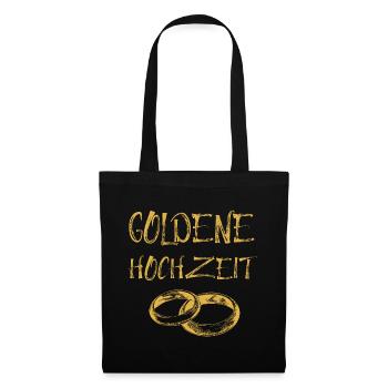 Goldene Hochzeit Text Goldene Eheringe - Stoffbeutel - Schwarz - Vorne