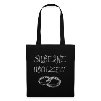 Silberne Hochzeit Text Silberne Eheringe - Stoffbeutel - Schwarz - Vorne