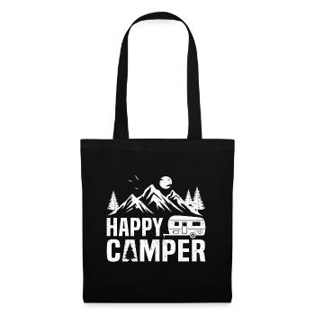 Happy camper camping t-shirt camp caravan - Sac en tissu - noir - Devant