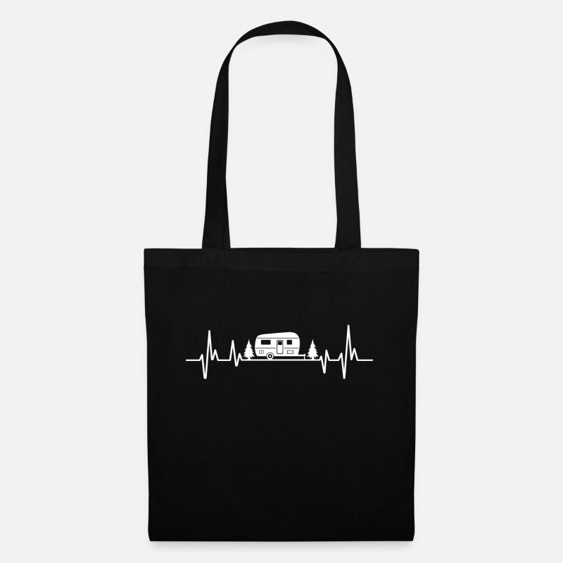 Caravan Heartbeat Camping Caravaning - Stoffbeutel - Schwarz