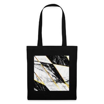 Marble Black White Gold Mosaic Geometric - Tote Bag - black - Front