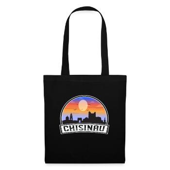 Chisinau Moldova Skyline Vintage Sunset Travel Sou - Stoffbeutel - Schwarz - Vorne