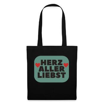 Herz aller liebst Lieblingsmensch Geschenkidee - Stoffbeutel - Schwarz - Vorne