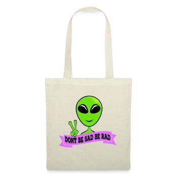 Don't Be Sad Peace Be Rad T-shirt Design Aliens - Stoffbeutel - Natur - Vorne