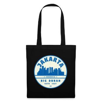 Jakarta Skyline Rundlogo Blau Weiß - Stoffbeutel - Schwarz - Vorne