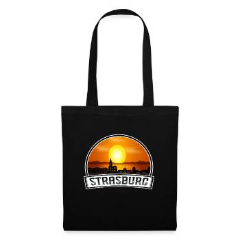 Strasburg Frankreich Skyline Vintage Sunset Travel Sou - Stoffbeutel - Schwarz - Vorne