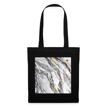 Marmor Naturstein Weiß Gold Textur - Stoffbeutel - Schwarz - Vorne