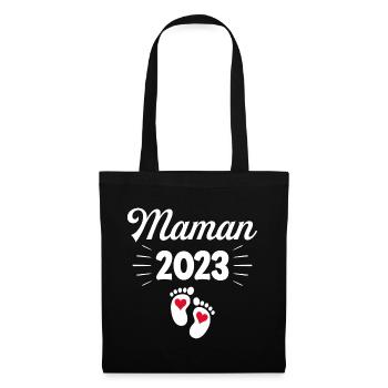 Grossesse Femme Enceinte - Future Maman 2023 - Sac en tissu - noir - Devant