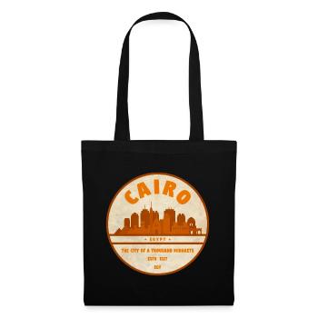 Emblème de silhouette rétro de la ville du Caire - Sac en tissu - noir - Devant