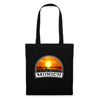 München Deutschland Skyline Vintage Sunset Travel Souve - Stoffbeutel - Schwarz - Vorne