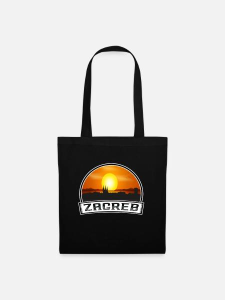 Zagreb Kroatien Skyline Vintage Sunset Travel Souve - Stoffbeutel - Schwarz