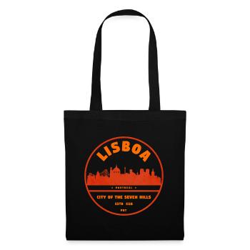 Lissabon Skyline Stempel - Stoffbeutel - Schwarz - Vorne