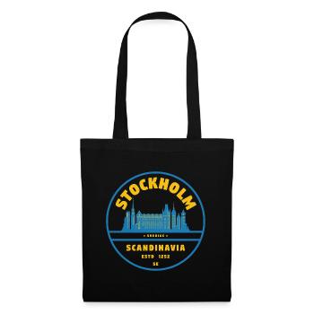 Stockholm Skyline Badge Blue Yellow - Tote Bag - black - Front