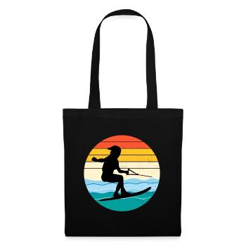 Wasserski Outdoor Wassersport Vintage Retro - Stoffbeutel - Schwarz - Vorne
