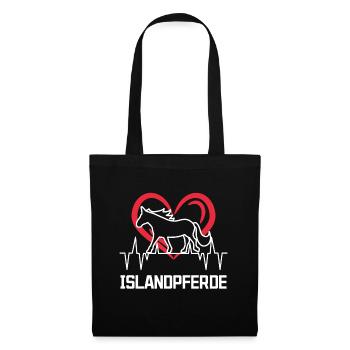 Herz Pferde Islandpferde Pferdeliebe Spruch - Stoffbeutel - Schwarz - Vorne
