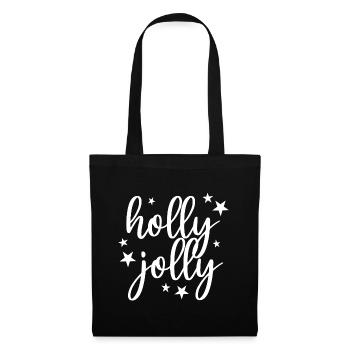 Holly Jolly Weihnachten X-Mas - Stoffbeutel - Schwarz - Vorne