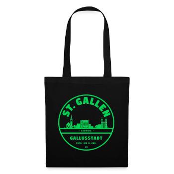 St. Gallen Switzerland Emblem with Gallusstadt - Tote Bag - black - Front