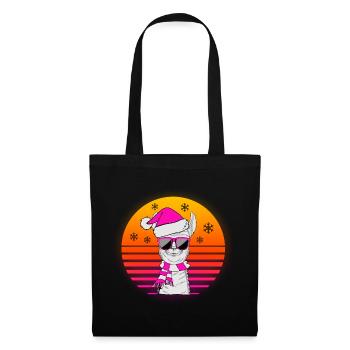 Lama Alpaga Retro Vintage Sun Idée cadeau - Sac en tissu - noir - Devant