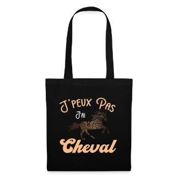 Je peux pas j'ai cheval - cheval mandala - Sac en tissu - noir - Devant