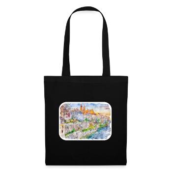 Schweiz Aquarellskizze Gezeichnete Illustration - Stoffbeutel - Schwarz - Vorne