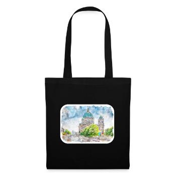 Berlin Allemagne Aquarelle Croquis Dessiné Peinture - Sac en tissu - noir - Devant