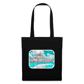 Maldives Watercolor Sketch Hand Drawn Illustration - Tote Bag - black - Front