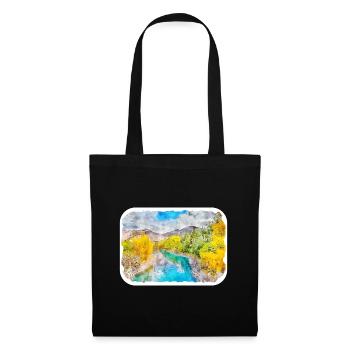 Queenstown Australia Watercolor Sketch Drawn Illus - Tote Bag - black - Front