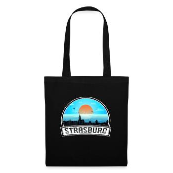 Strasburg Frankreich Skyline Vintage Sunset Travel Sou - Stoffbeutel - Schwarz - Vorne